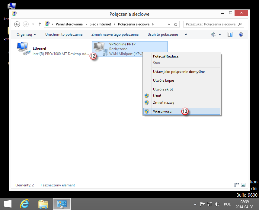 Windows 8 PPTP VPN