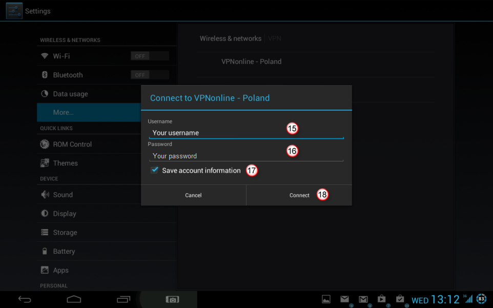 Android Tablet L2TP VPN