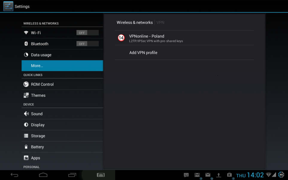 Android Tablet L2TP VPN