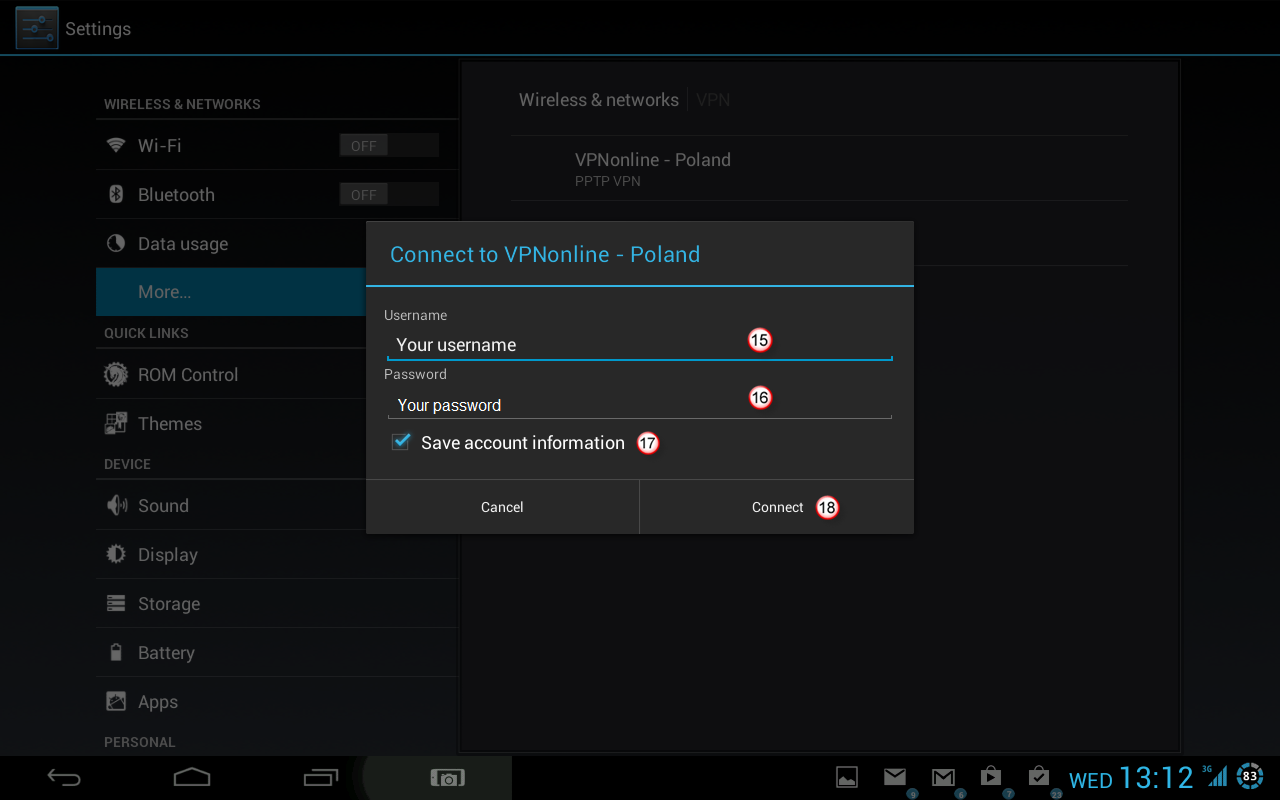 Android Tablet PPTP VPN
