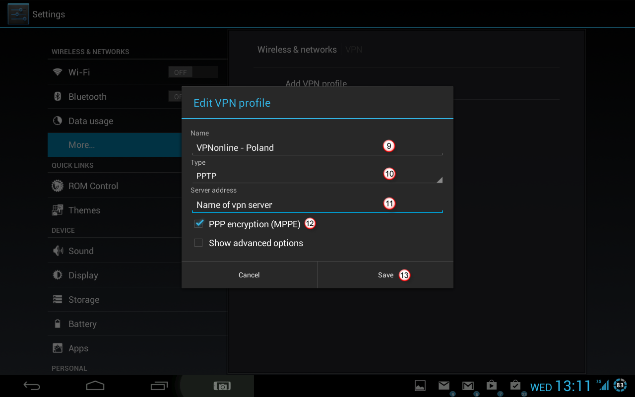 Android Tablet PPTP VPN