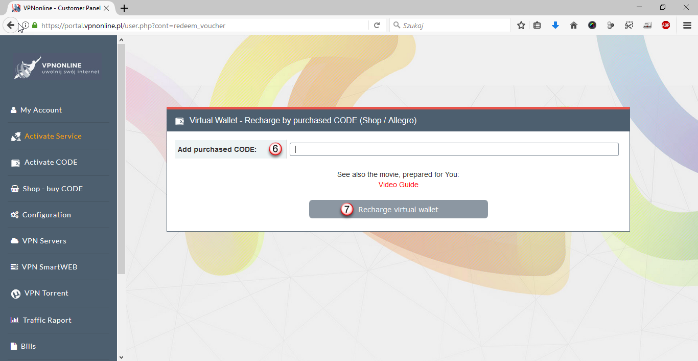 Activaiting VPN CODE