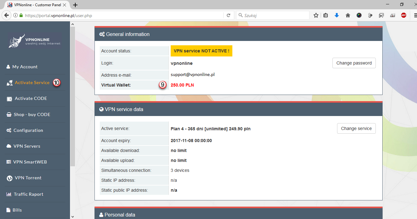 Activaiting VPN CODE