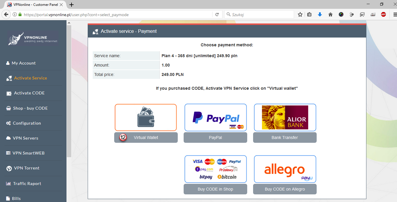 Activaiting VPN CODE