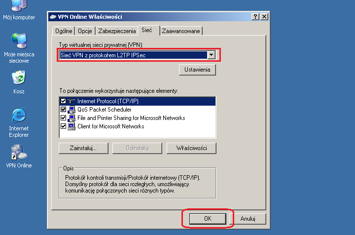 Настройка vpn windows xp l2tp